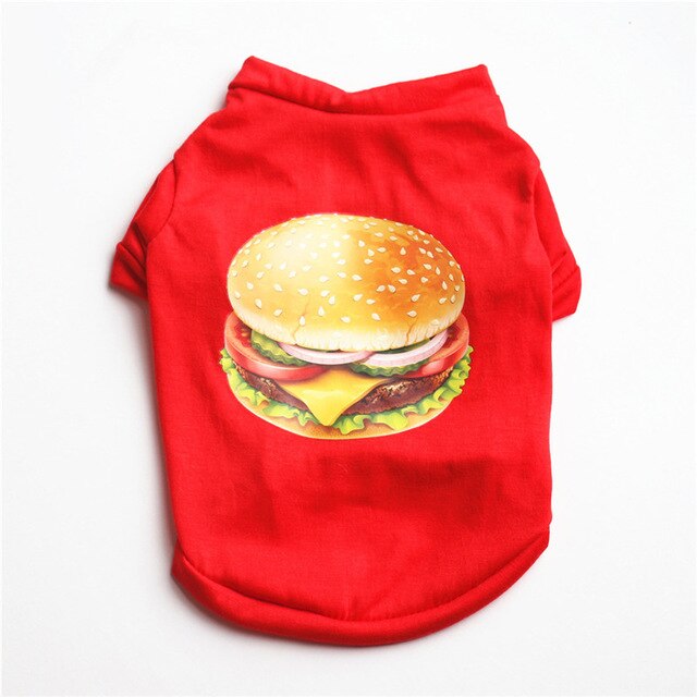 Cute Hamburger Red Dog Clothes For Puppy Shirts For Small Dogs