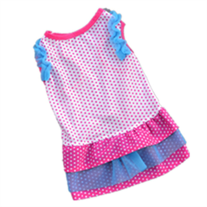 Lovely Dot Printed Pet Dog Clothes Layered Dress Puppy Outfit